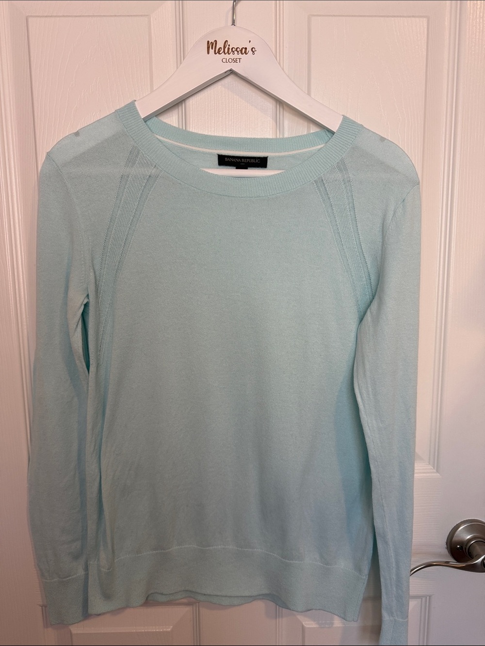 Banana Republic aqua Long Sleeve Crewneck lightweight sweater